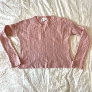 La Ligne New York Blush Pink Cashmere Ribbed Crewneck Sweater Preppy Size Small
